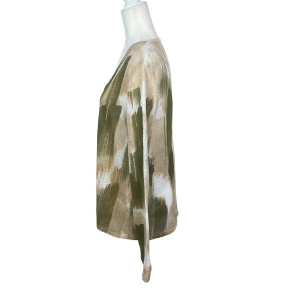 Melarosa Italy Linen Printed V-Neck Sweater Watercolor Size Medium Artsy Unique - Picture 3 of 10